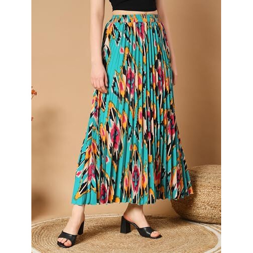 Kzully Crepe Western Skirt Green