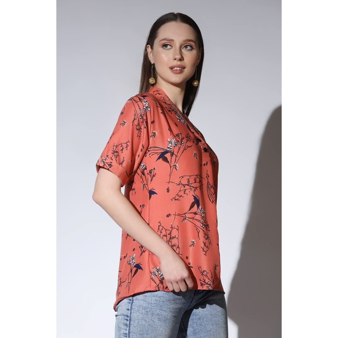 Leriya Fashion Women Rayon V Neck Tops For Women (Lf-W1665-M-Rust)