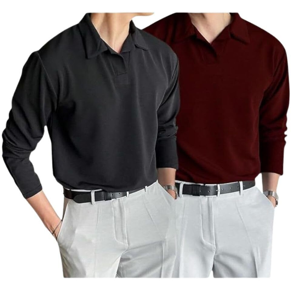 Leriya Fashion Men's Regular Fit Black Polo T-Shirt  Plain & Versatile (Available In Plus Size And Combo Pack Of 2)