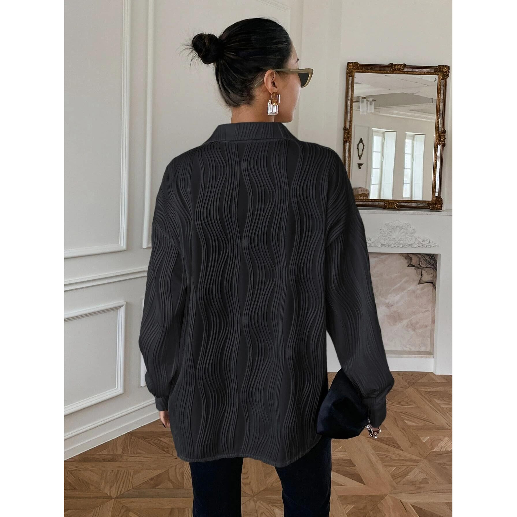 Leriya Fashion Shirts For Women  Korean Style Long Sleeve Oversized Button Down | Plus Size Workwear Top For Office & Casual Wear