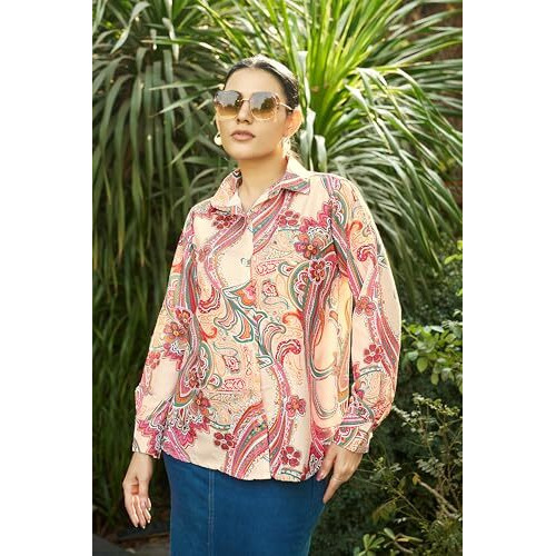 Leriya Fashion Shirts For Women  Korean Style Long Sleeve Oversized Button Down | Plus Size Workwear Top For Office & Casual Wear