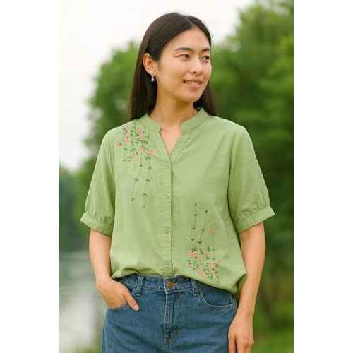 Litzo Shirts For Women  Korean Style Long Sleeve Button Down | Regular Fit Western Latest Stylish Office Wear Tops Women (L-98-M)