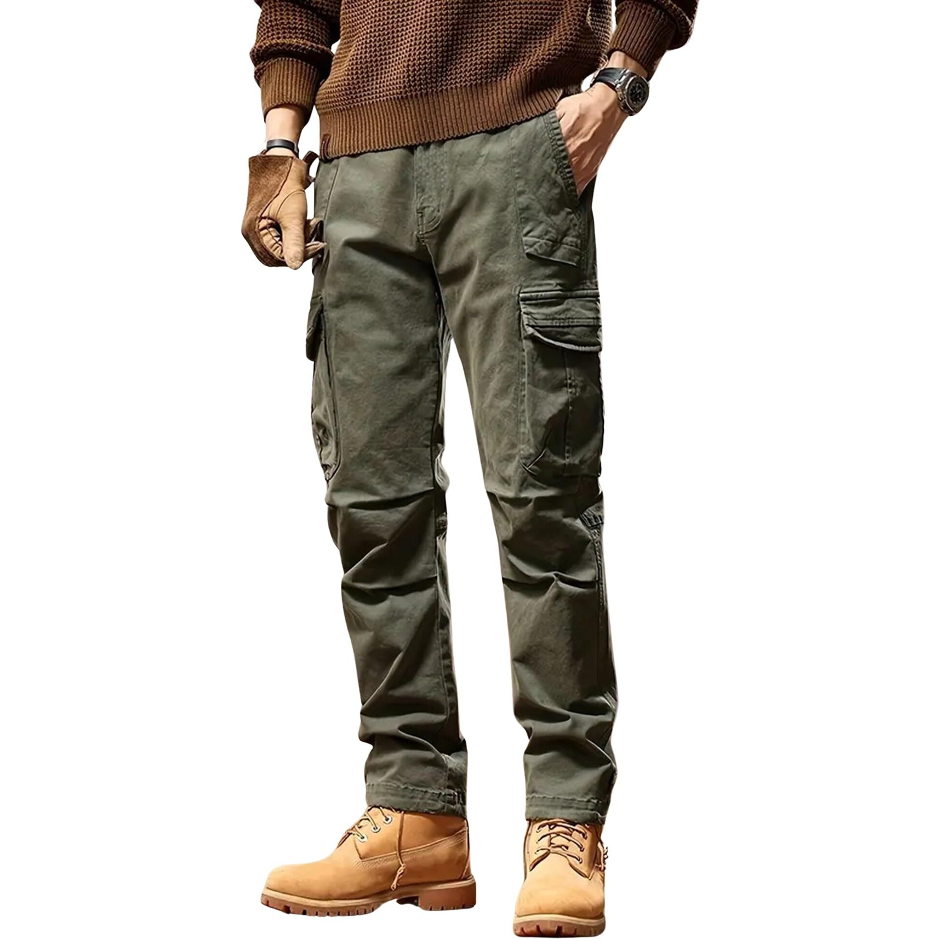 Lymio Cargo Pants For Men|| Cotton Casual Cargo Pants For Men (Cargo-77-Green-2Xl)