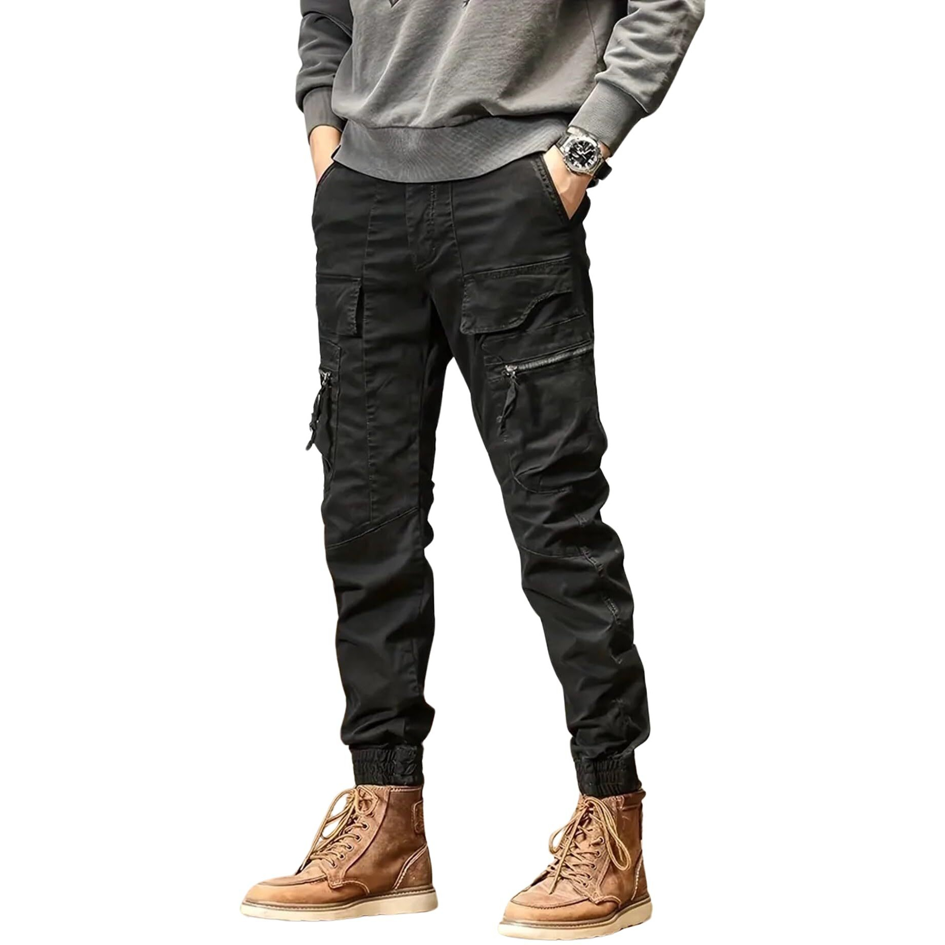 Lymio Casual Cotton Cargo Pants For Men (Cargo-69-Black-M)