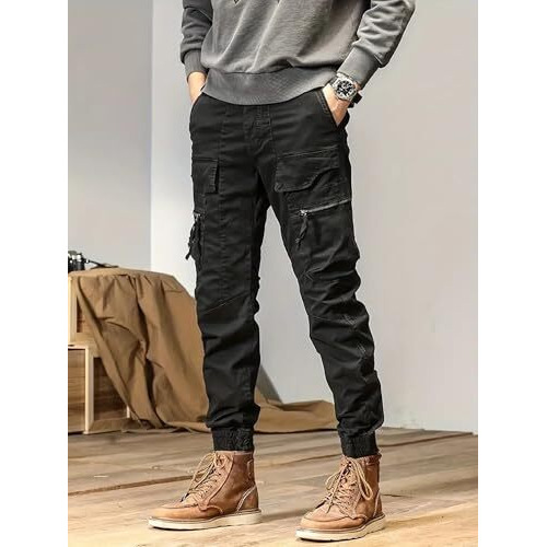 Lymio Casual Cotton Cargo Pants For Men (Cargo-69-Black-M)