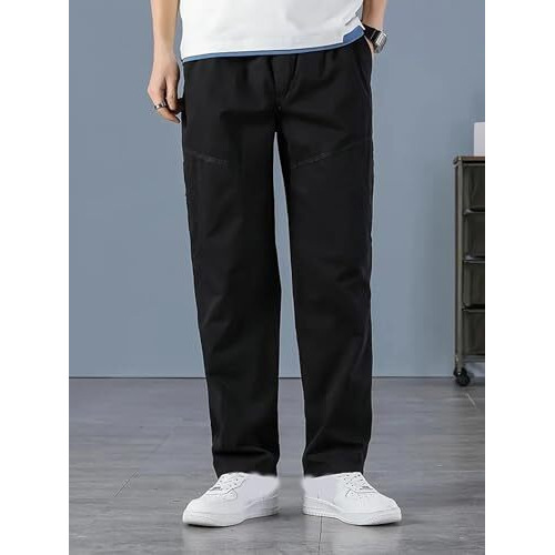 Lymio Men Cargo || Men Cargo Pants Cotton || Casual Cargos Pant (Cargo-64-Black-Xl)