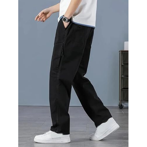 Lymio Men Cargo || Men Cargo Pants Cotton || Casual Cargos Pant (Cargo-64-Black-Xl)