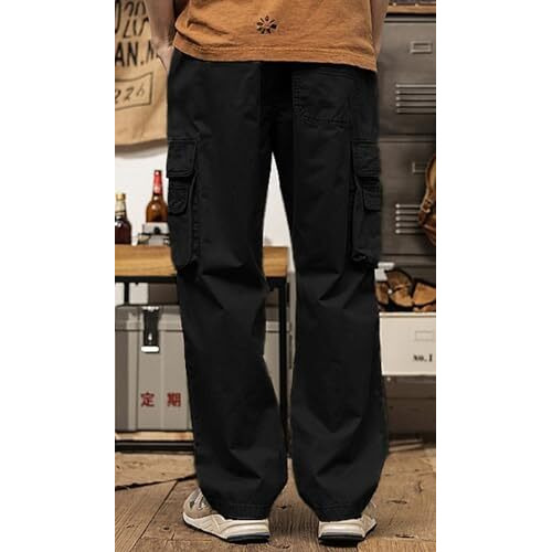 Lymio Cargo Pants For Men|| Cotton Cargo Pants For Men (Cargo-113-Black-4Xl)