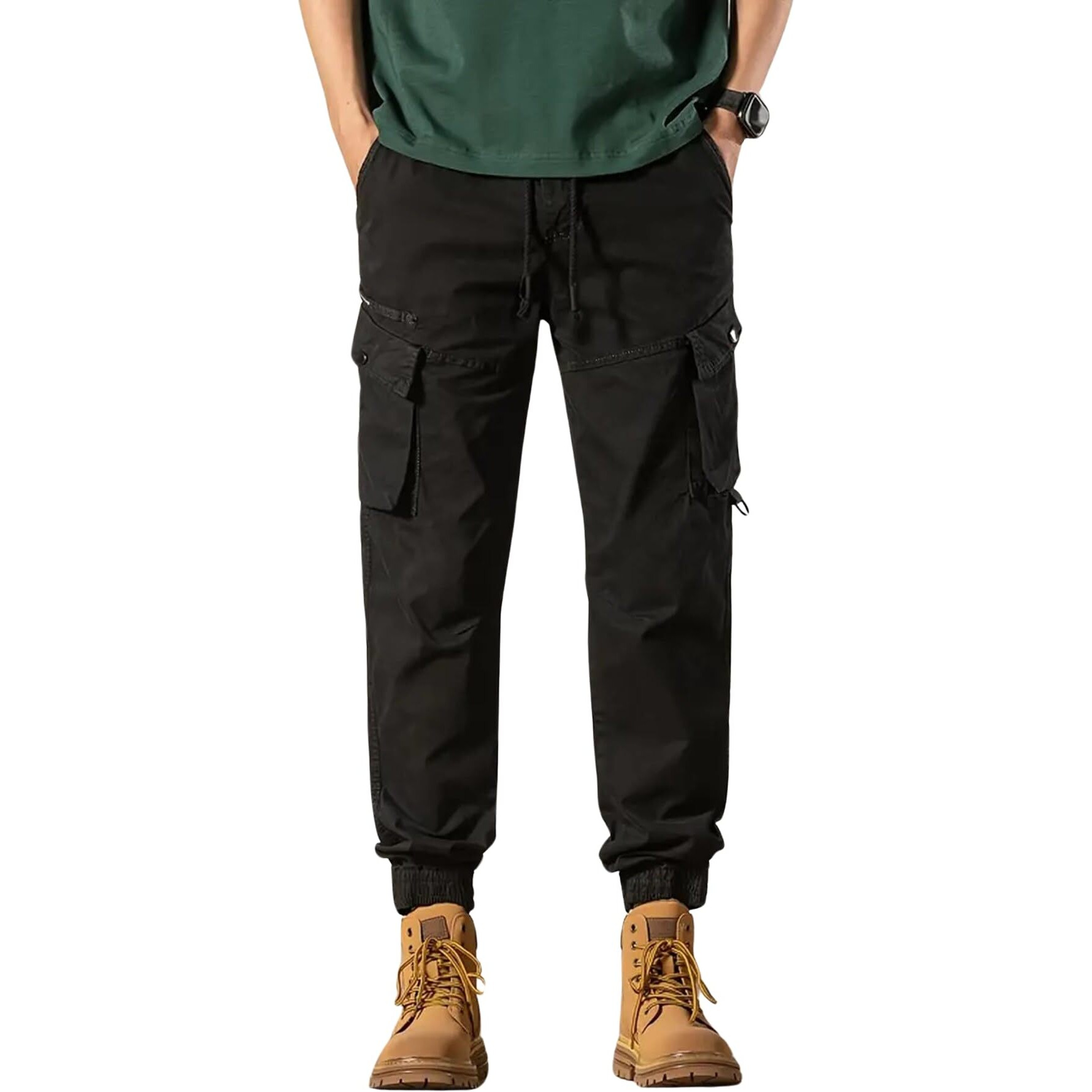 Lymio Casual Cotton Cargo Pants For Men (Cargo-59-Black-L)