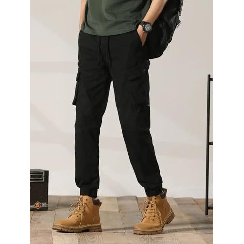Lymio Casual Cotton Cargo Pants For Men (Cargo-59-Black-L)