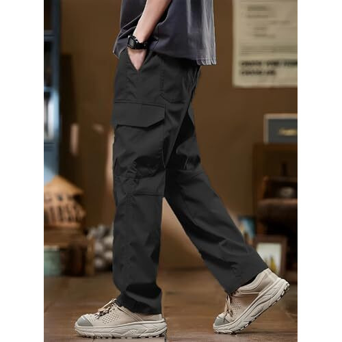 Lymio Men Cargo || Cotton Cargo Pants For Men || Regular Fit High Rise Solid Pants (Cargo-110-Black-3Xl)