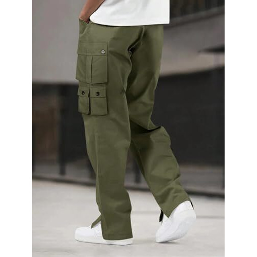 Lymio Men Cargo || Men Cargo Pants Cotton || Casual Cargos Pant (Cargo-32-Green-Xl)