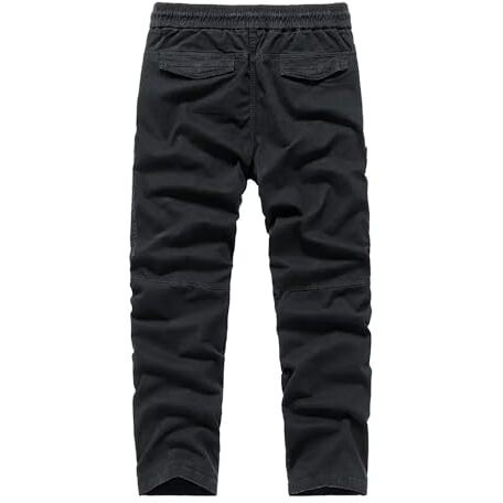 Lymio Men's Fashion Regular Fit High Rise Solid Cargo Pants Black (Cargo-82-Black-S)