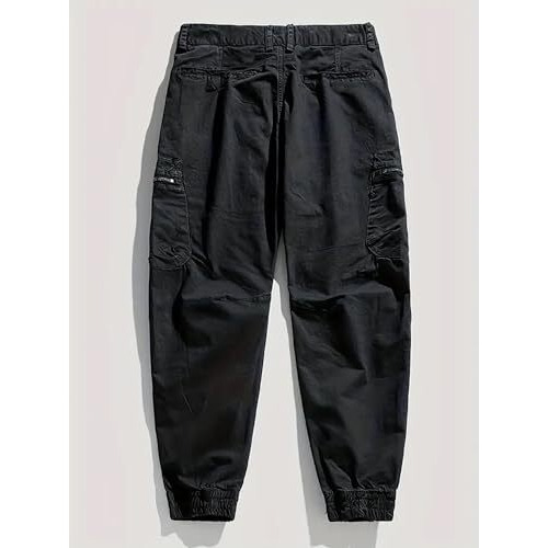 Lymio Men Mid Rise Cargo || Cargo Pants Cotton || Cargos (Cargo-69-Black-L)