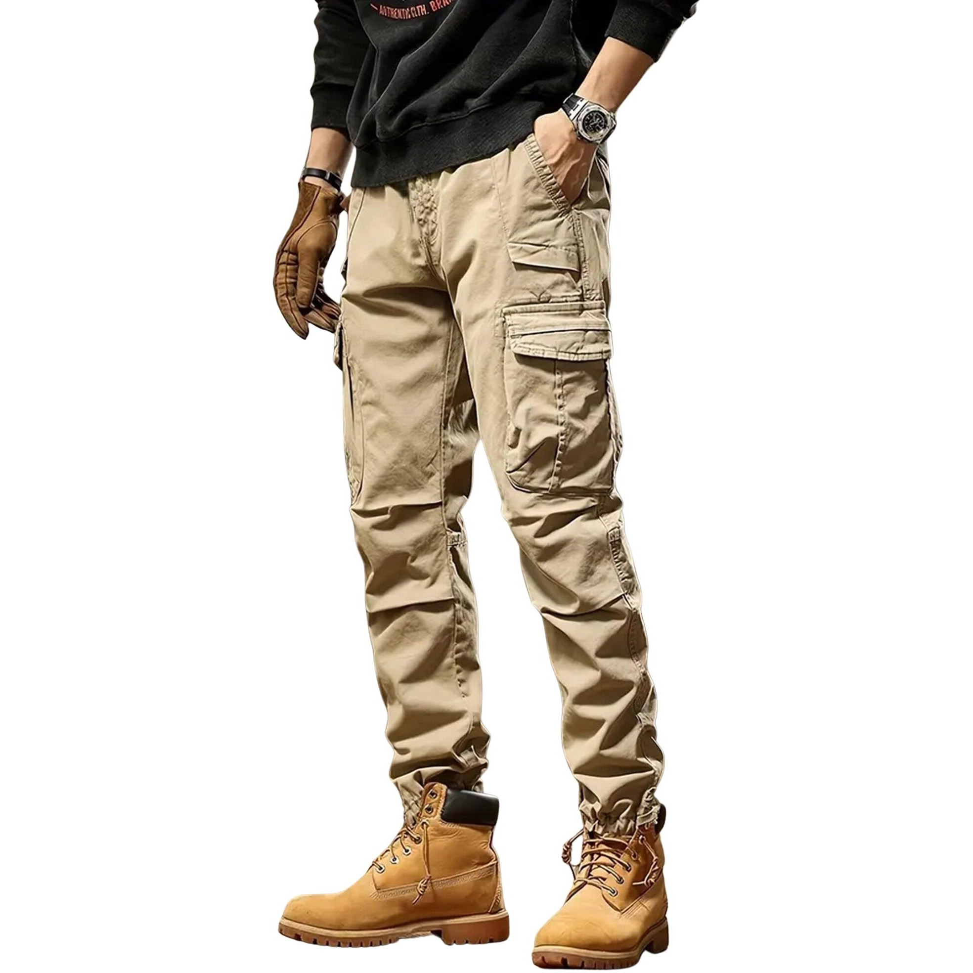 Lymio Cargo Pants For Men|| Cotton Casual Cargo Pants For Men (Cargo-76-Khakhi-S) Beige