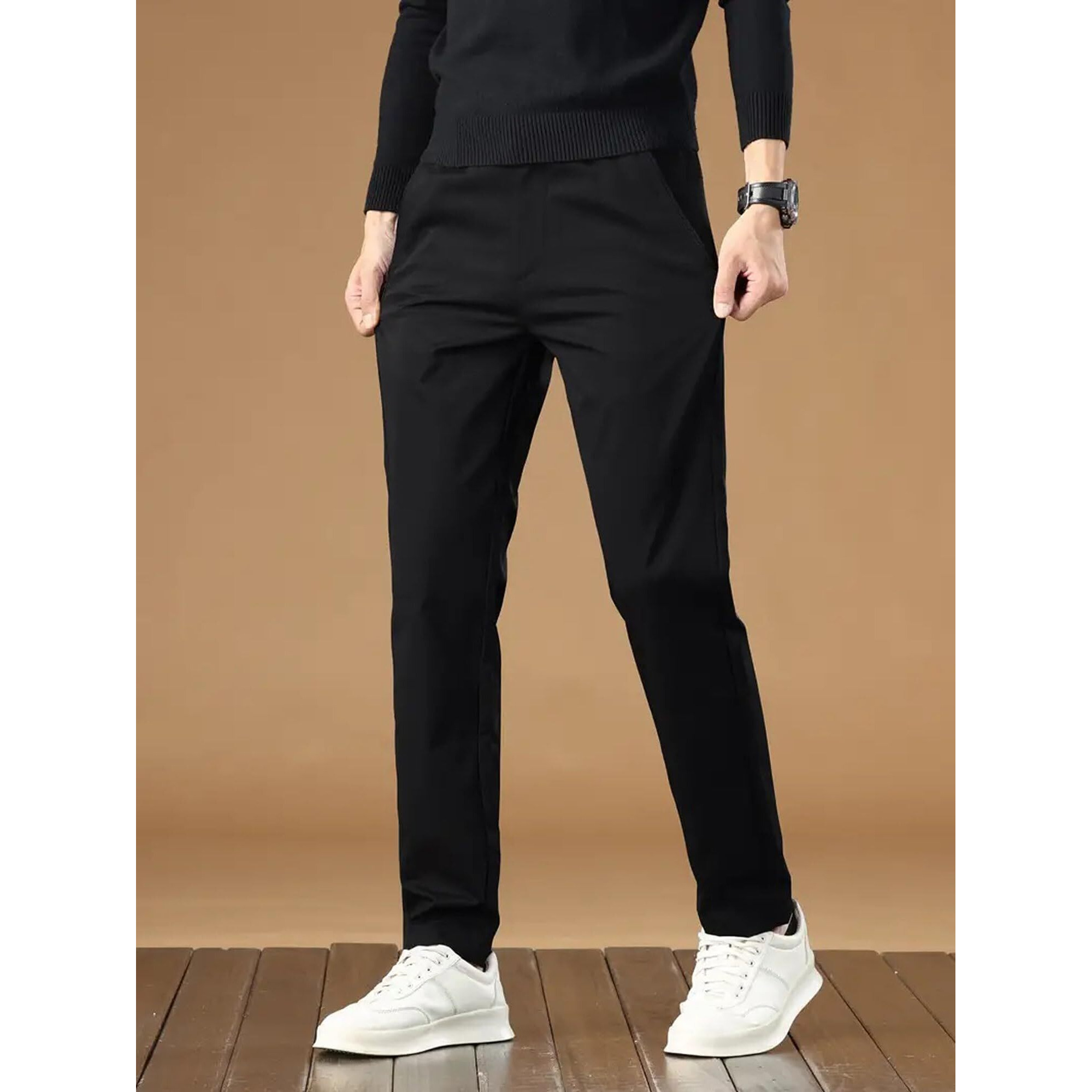 Lymio Men's Regular Fit Casual Trouser || Men's Regular Trouser || Men Trouser (Trouser-33-Black-2Xl)