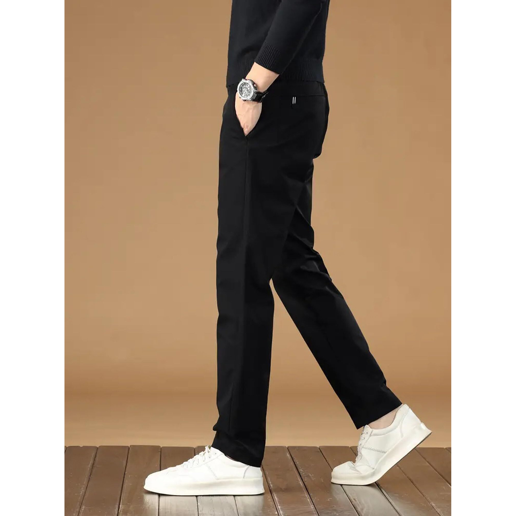 Lymio Men's Regular Fit Casual Trouser || Men's Regular Trouser || Men Trouser (Trouser-33-Black-2Xl)