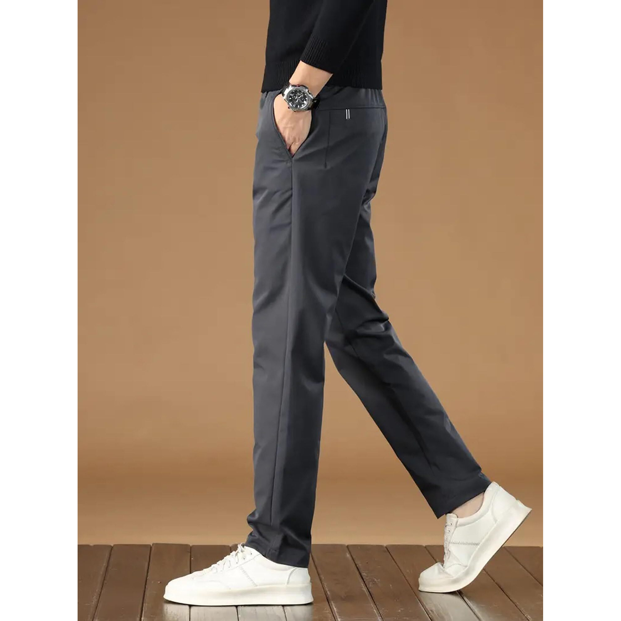 Lymio Men's Regular Fit Casual Trouser || Men's Regular Trouser || Men Trouser (Trouser-31-Grey-L)