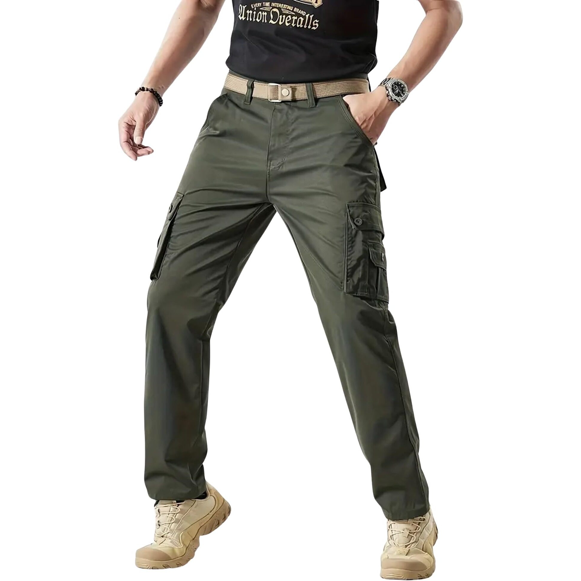 Lymio Cargo Pants For Men|| Cotton Casual Cargo Pants For Men (Cargo-96-Green-M)