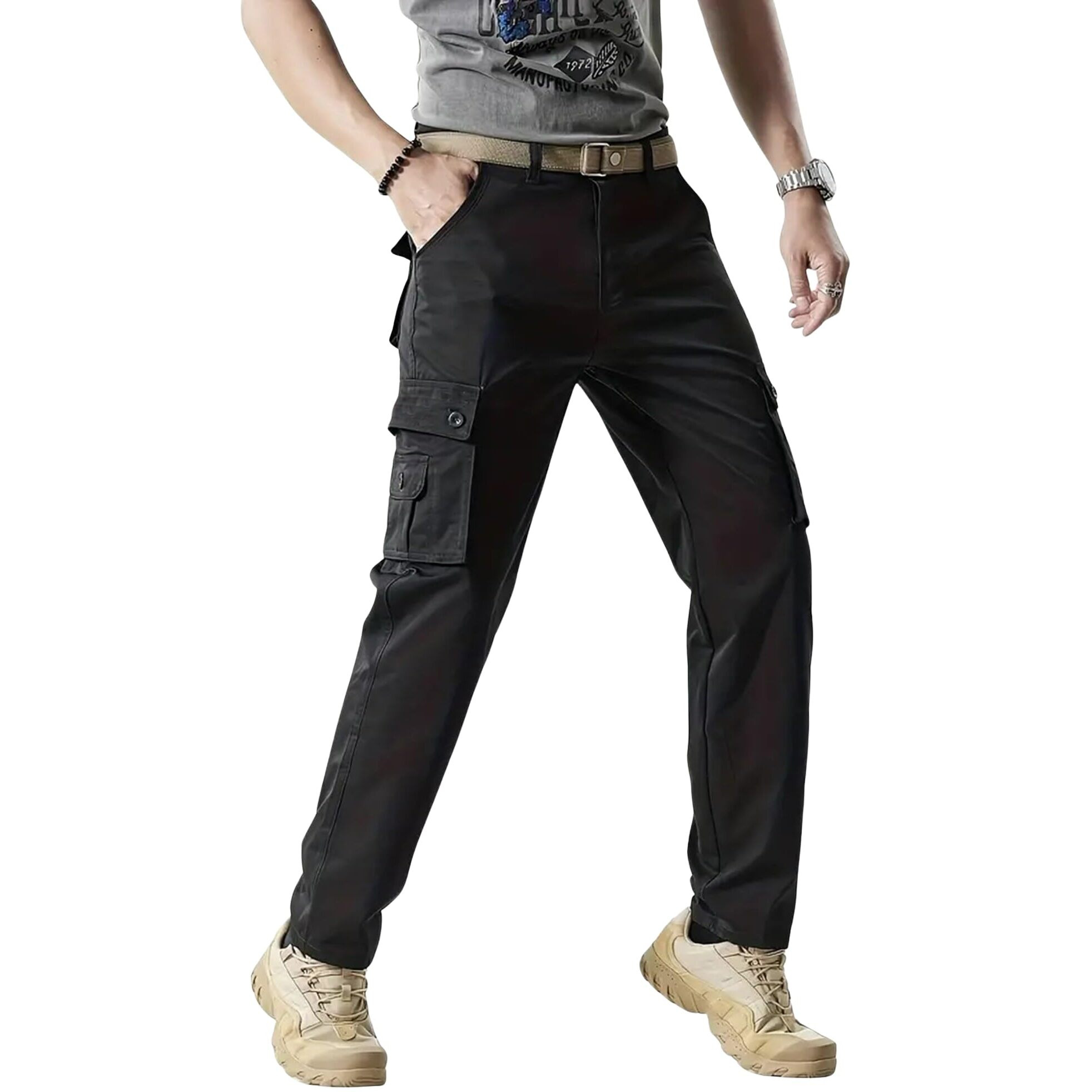 Lymio Cargo Pants For Men|| Cotton Casual Cargo Pants For Men (Cargo-94-Black-2Xl)