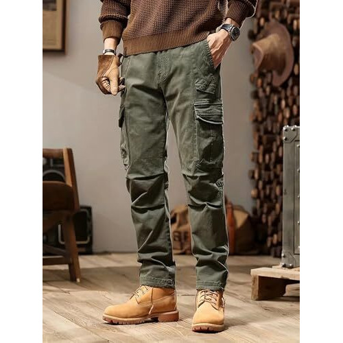 Lymio Cargo Pants For Men|| Cotton Casual Cargo Pants For Men (Cargo-77-Green-S)