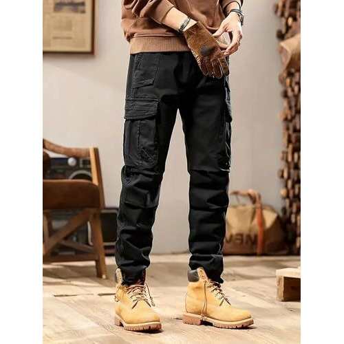 Lymio Cargo Pants For Men|| Cotton Casual Cargo Pants For Men (Cargo-74-Black-3Xl)