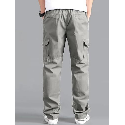 Lymio Men Mid Rise Cotton Cargo Pants (Cargo-118-Grey-3Xl)