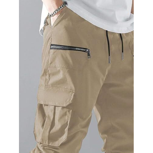 Lymio Men Cargo || Cotton Cargo Pants For Men || Regular Fit High Rise Solid Pants (Cargo-36-Khakhi-3Xl)
