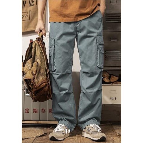 Lymio Men Mid Rise Cotton Cargo Pants (Cargo-115-Grey-3Xl)
