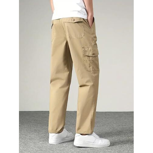 Lymio Men's Fashion Regular Fit High Rise Solid Cargo Pants Khakhi (Cargo-29-Khakhi-4Xl)