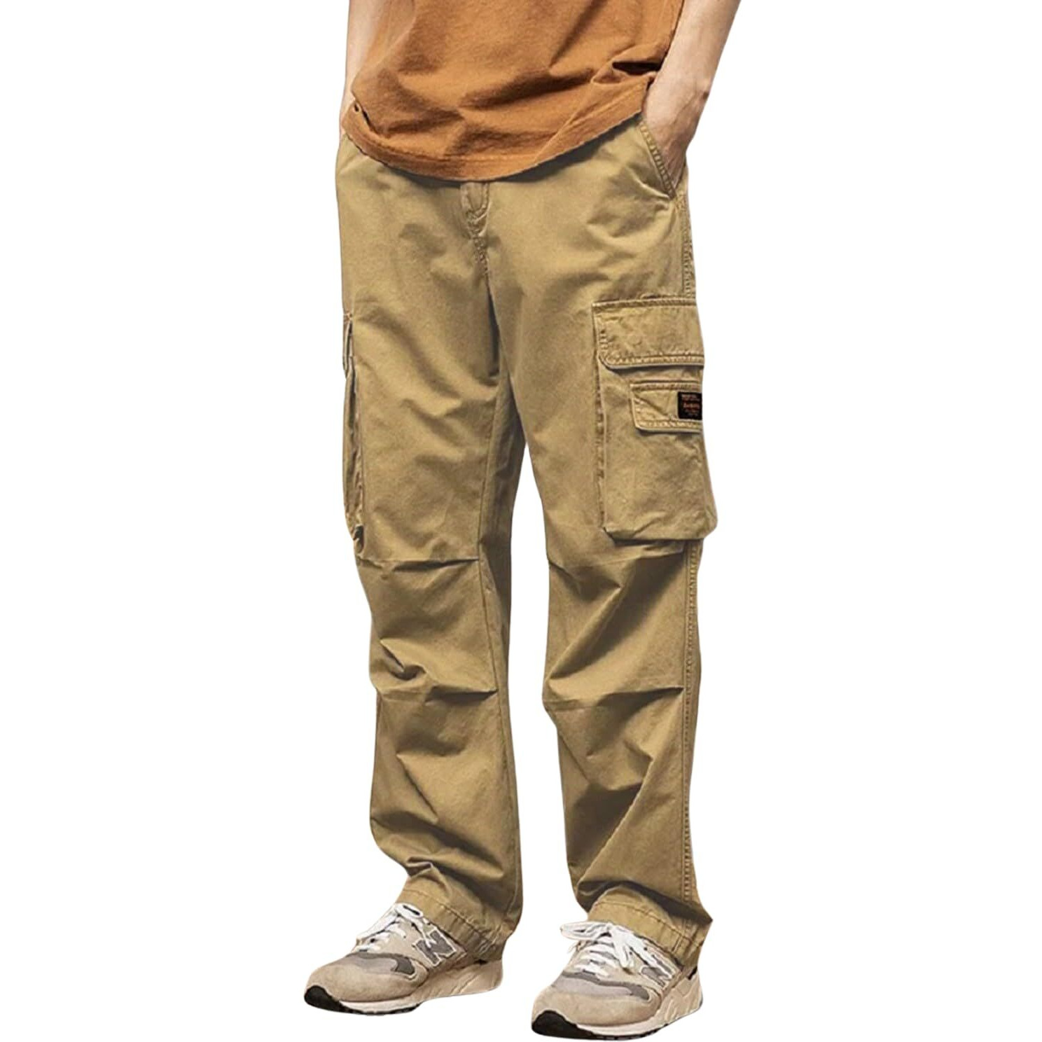 Lymio Men Mid Rise Cotton Cargo Pants (Cargo-116-Khakhi-4Xl)