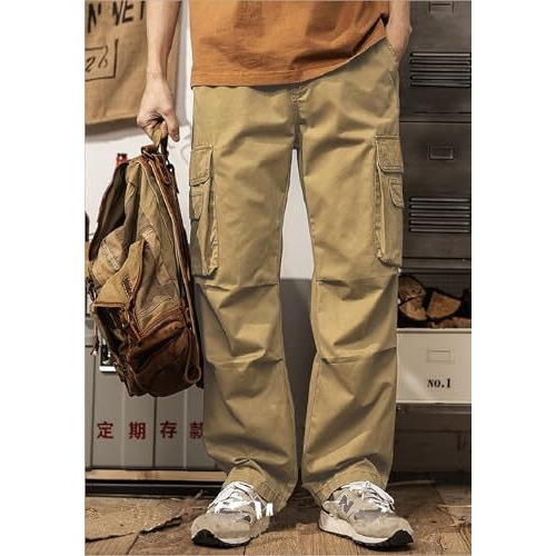 Lymio Men Mid Rise Cotton Cargo Pants (Cargo-116-Khakhi-4Xl)