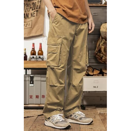 Lymio Men Mid Rise Cotton Cargo Pants (Cargo-116-Khakhi-4Xl)