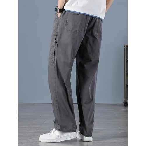 Lymio Men's Fashion Regular Fit High Rise Solid Cargo Pants Darkgry (Cargo-65-Darkgry-3Xl)