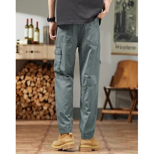 Lymio Men's Fashion Regular Fit High Rise Solid Cargo Pants Grey (Cargo-99-Grey-4Xl)
