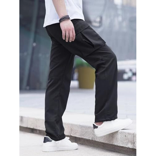 Lymio Men Mid Rise Cargo Pants || Cotton Cargo Pants (Cargo-03-Black-4Xl)