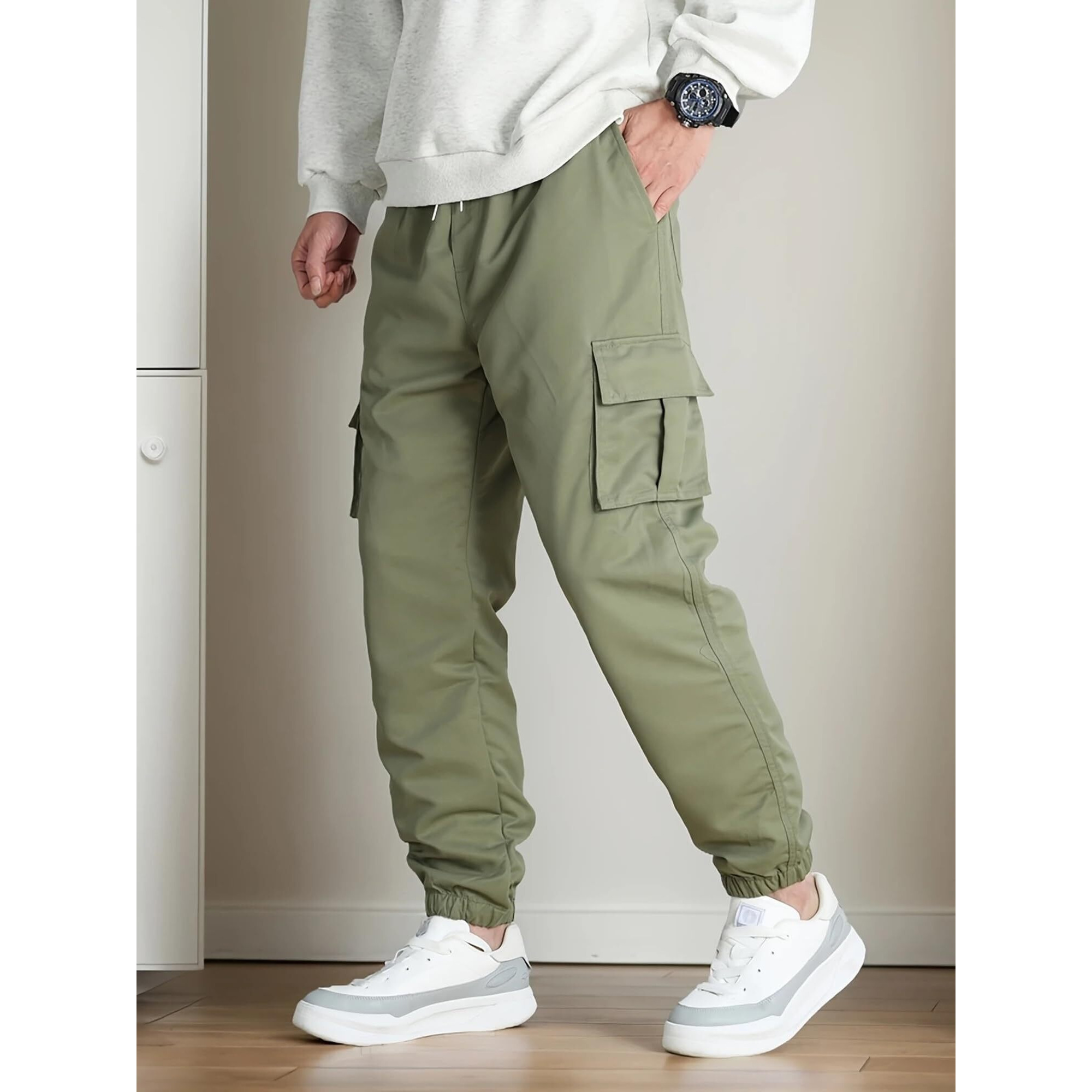 Lymio Cotton Cargo Pants For Men | Cargos For Men (Cargo 124 Olive Green-2Xl)