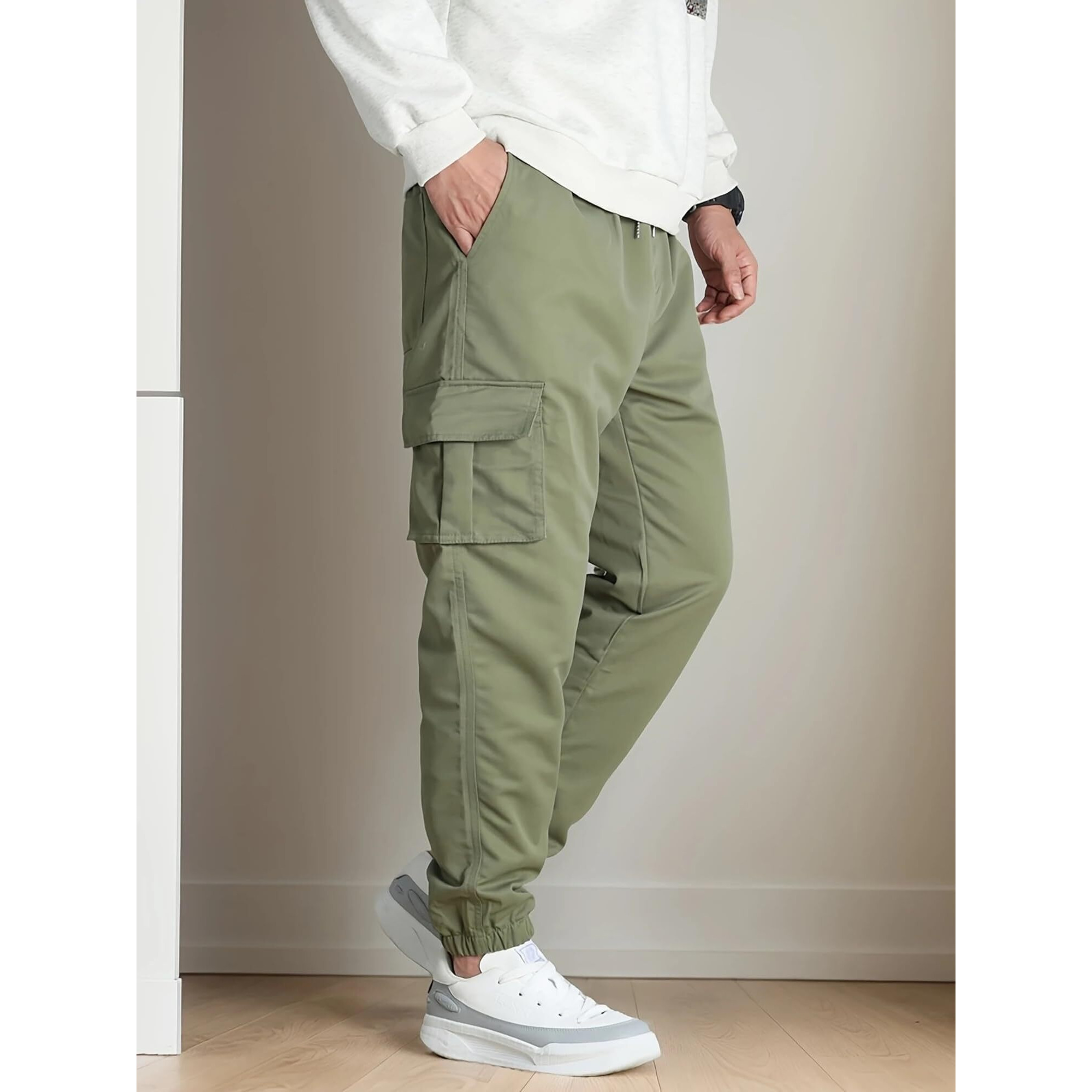 Lymio Cotton Cargo Pants For Men | Cargos For Men (Cargo 124 Olive Green-2Xl)