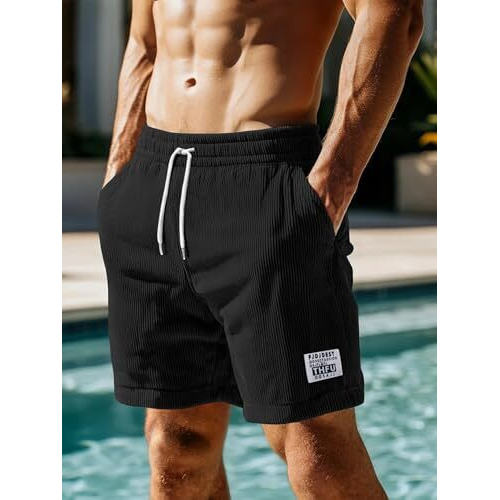 Lymio Casual Polyester Shorts For Men (Shorts 22 Black-S)