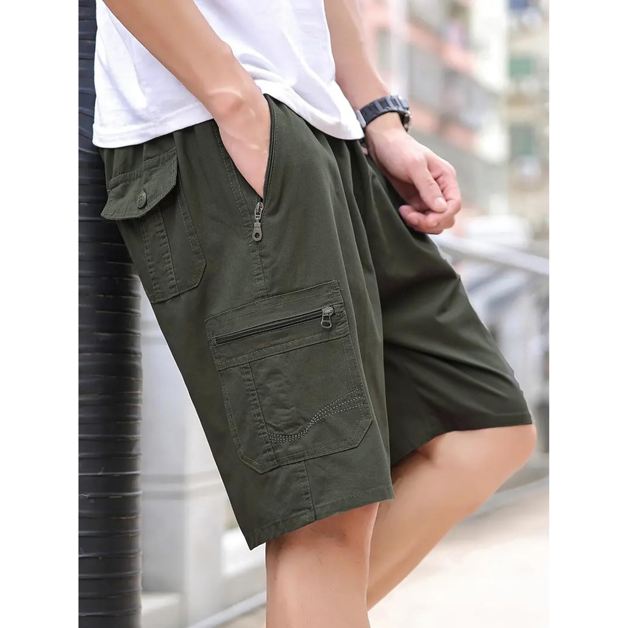 Lymio Men Shorts || Men Shorts Cotton || Men Shorts Casual || Available In Combo Pack Of 2 (Short-17-19-Black-Olivegreen-L)