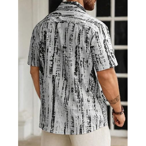 Lymio Mens Clothing Cotton Regular Fit Printed Casual Shirt Grey Black (Tiedite-Grey-Black-L)