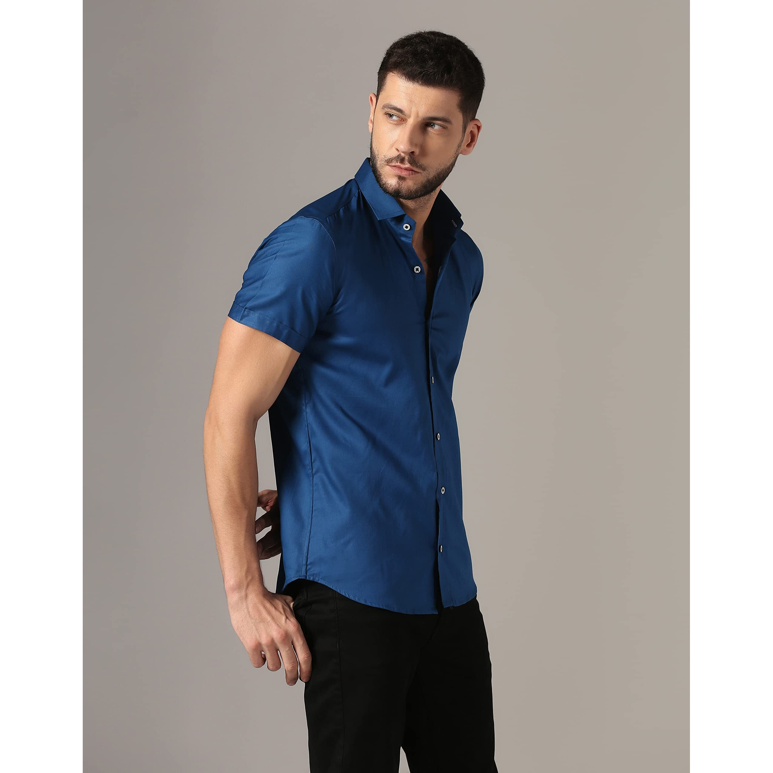 Lymio Shirt For Men || Casual Shirt For Men || Men Half Sleeve Shirt || Men Cotton Shirt Blue