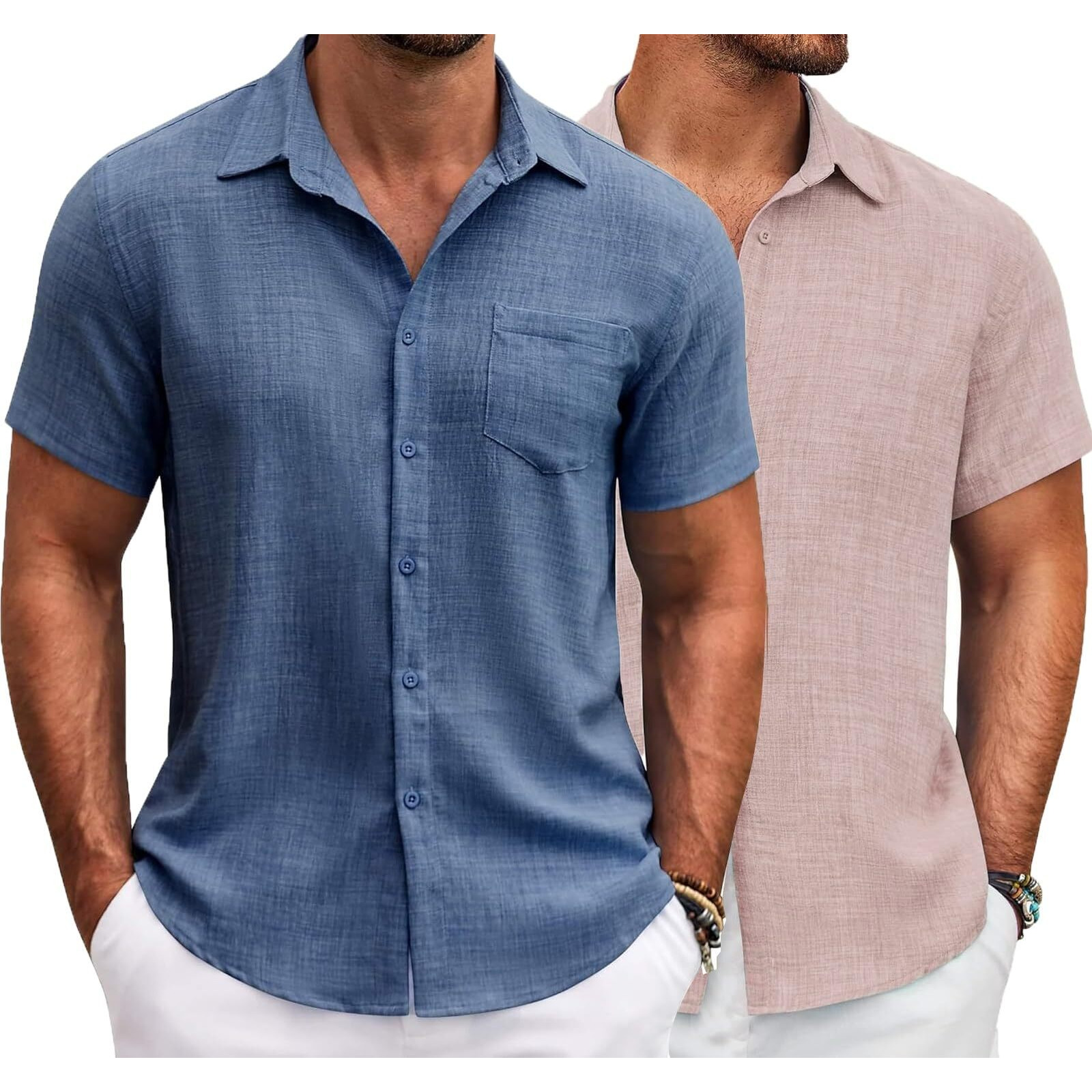 Lymio Casual Regular Fit Shirt For Men || Regular Fit || Stylish || Men Shirt (Available In Combo Packs) (Resort-Slub-Blue-Pink-Xl)