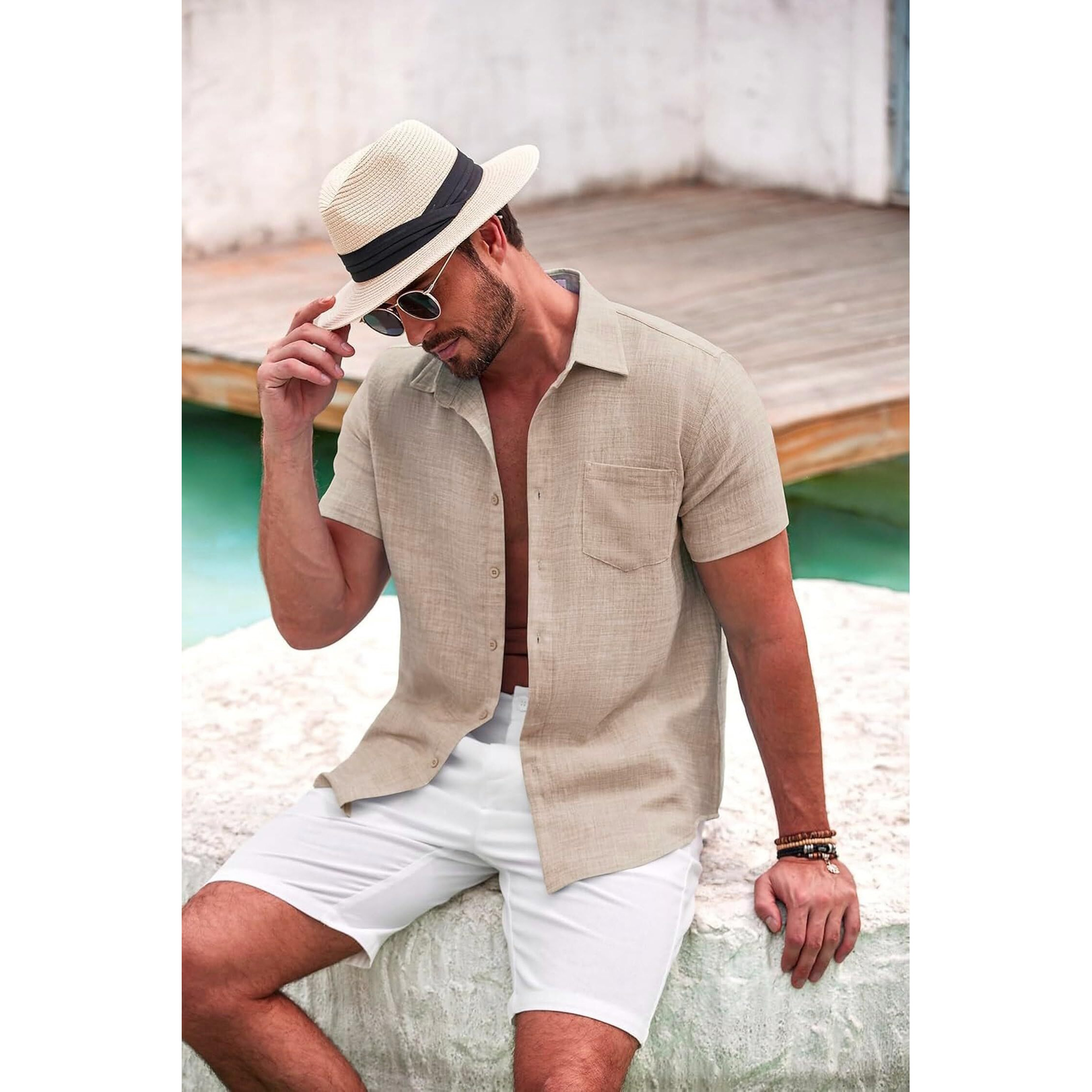 Lymio Casual Regular Fit Shirt For Men || Regular Fit || Stylish || Men Shirt (Available In Combo Packs) (Resort-Slub-Blue-Chiku-S)