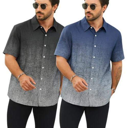 Lymio Casual Regular Fit Shirt For Men || Regular Fit || Stylish || Men Shirt (Available In Combo Packs) (Resort-Black-White-Blue-White-L)