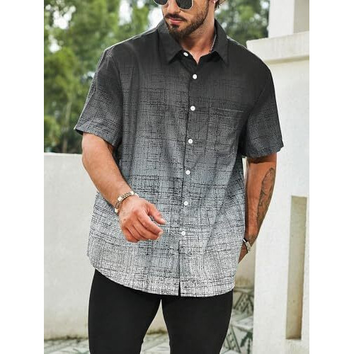 Lymio Casual Regular Fit Shirt For Men || Regular Fit || Stylish || Men Shirt (Available In Combo Packs) (Resort-Black-White-Blue-White-L)