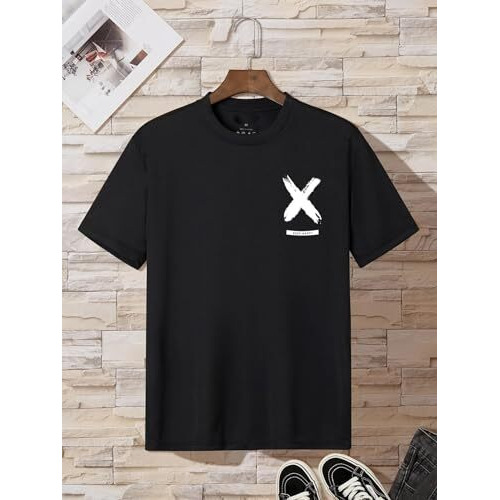 Lymio Mens Clothing Cotton Regular Fit Graphic Printed T Shirt Black (T-7-X-Black-M)