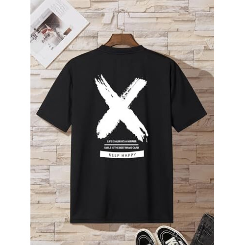 Lymio Mens Clothing Cotton Regular Fit Graphic Printed T Shirt Black (T-7-X-Black-M)