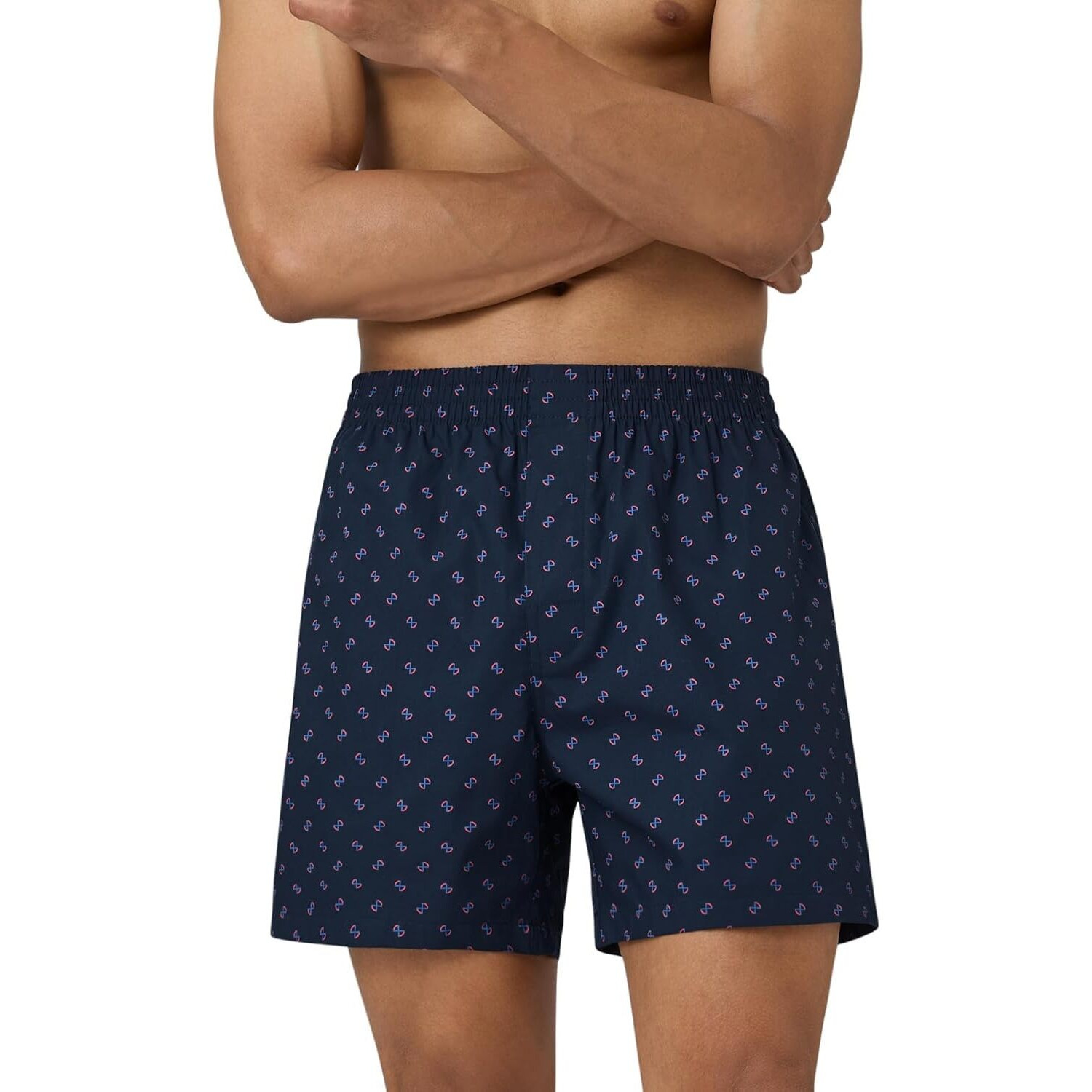 Lymio Men's Cotton Printed Boxer Casual | Underwear | Half Short Pant-Regular Fit With Back Pocket | Available In Combo Pack Of 2 (Boxer-Shorts-Blue-Red-2Xl)