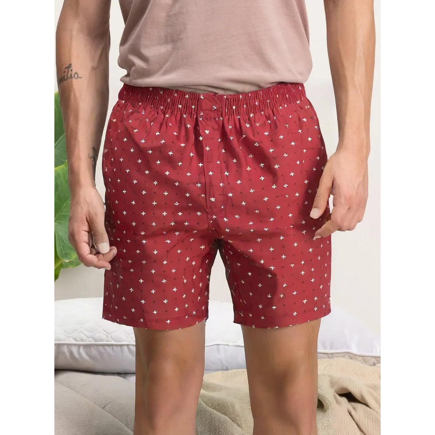Lymio Men's Cotton Printed Boxer Casual | Underwear | Half Short Pant-Regular Fit With Back Pocket | Available In Combo Pack Of 2 (Boxer-Shorts-Blue-Red-2Xl)